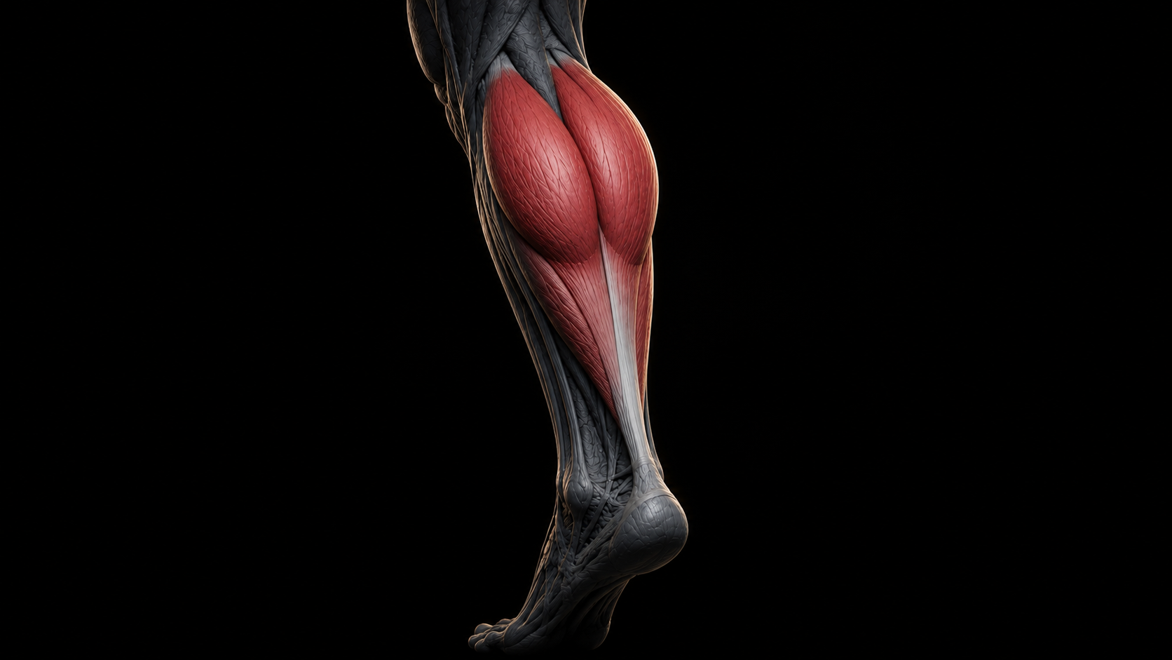 Gastrocnemius highlighted on the posterior lower leg musculature