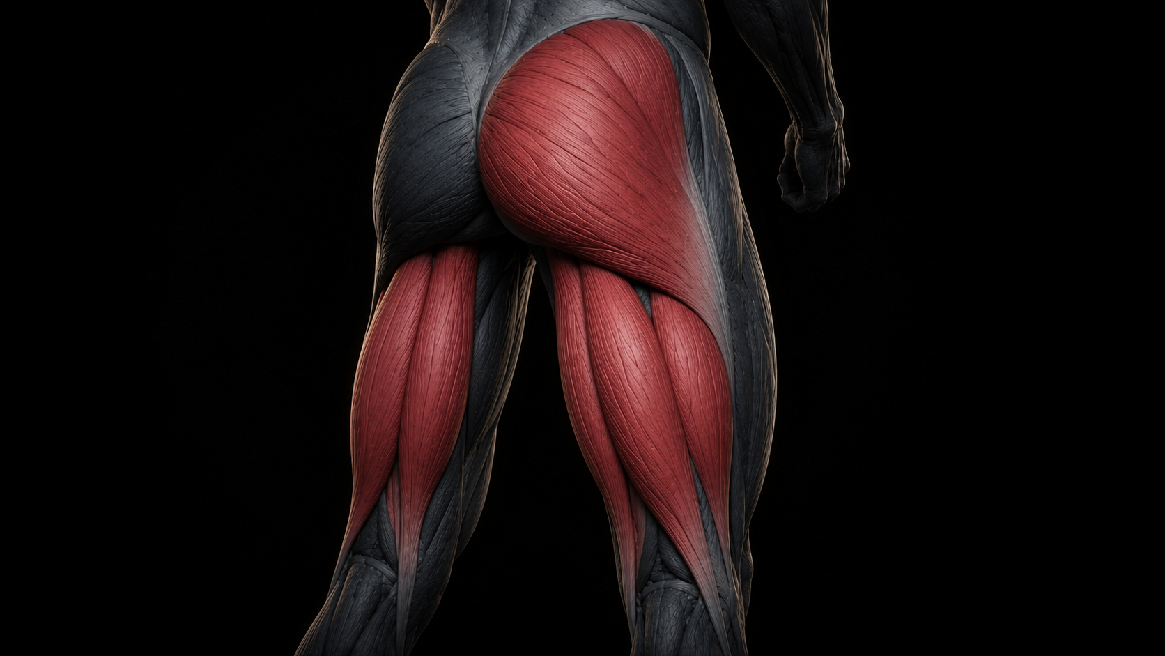 Long head of biceps femoris highlighted on the posterior thigh