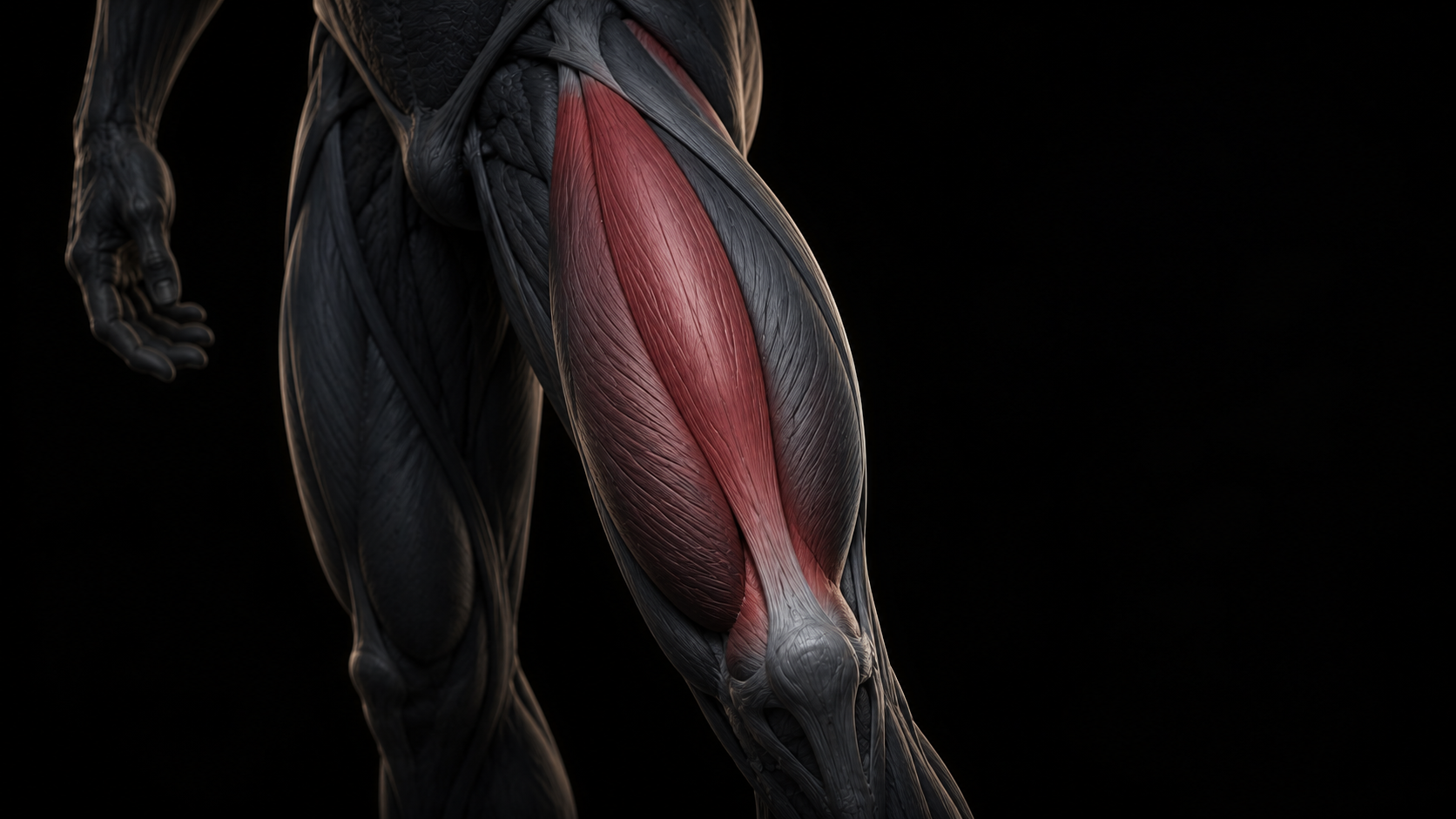 Rectus femoris highlighted on the anterior thigh musculature